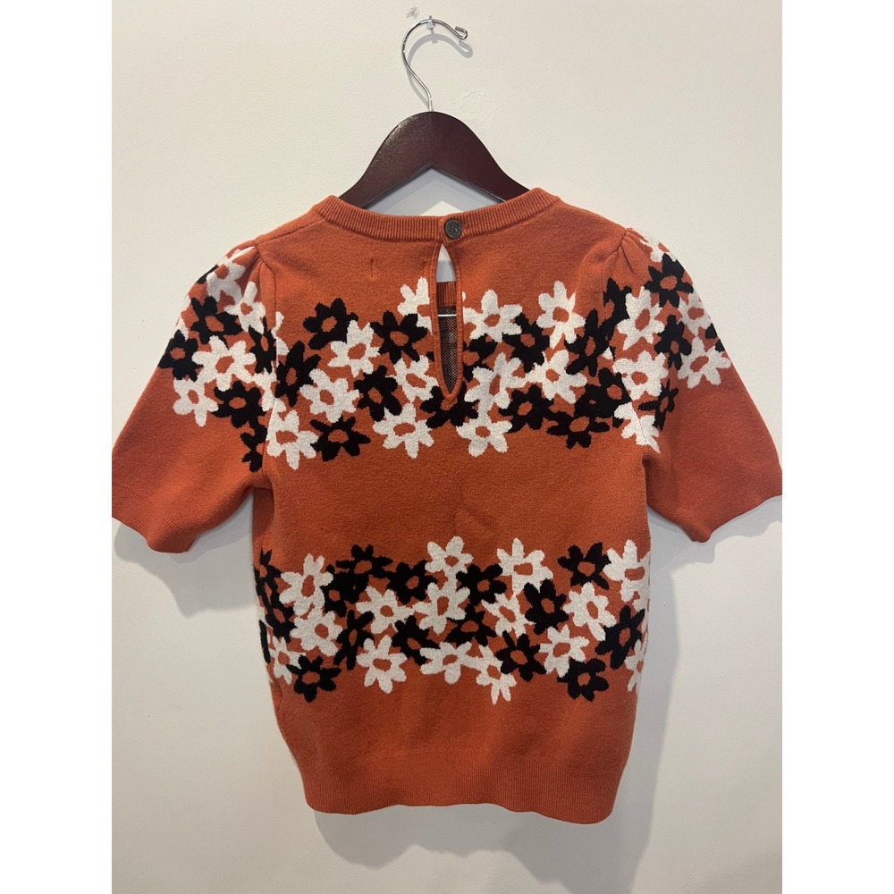 Maeve Rust Floral Crewneck Sweater with Black & White Flowers - Picture 3 of 3